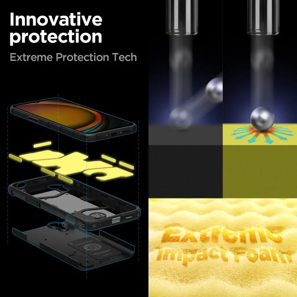 Spigen Galaxy XCover7 Case – Tough Armor — layered construction and impact foam
