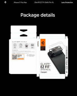 Spigen Camera Lens Screen Protector [GlasTR EZ Fit Optik Pro XL] Designed for iPhone 17 Pro Max [Case Friendly] - Cosmic Orange [1 Pack]