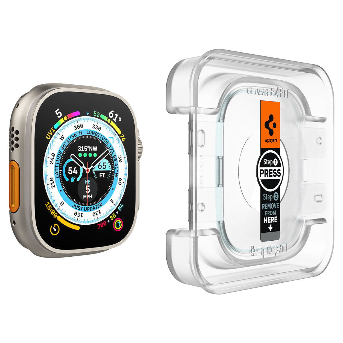 Spigen Apple Watch Ultra 3/2/1 Screen Protector GLAS.tR EZ Fit (2 Pack) view 5