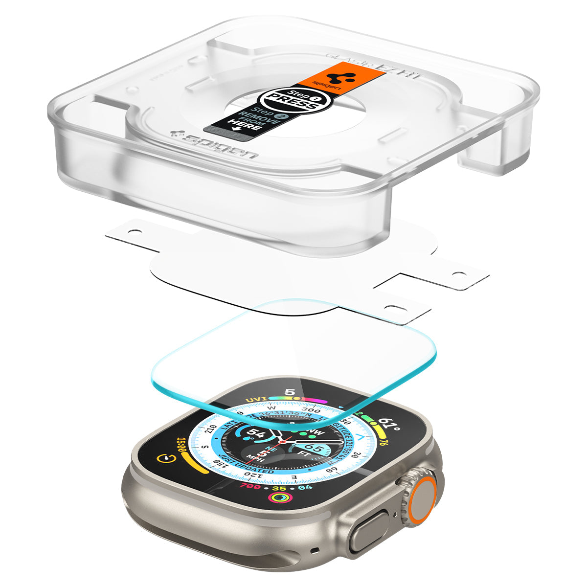 Spigen Apple Watch Ultra 3/2/1 Screen Protector GLAS.tR EZ Fit (2 Pack) view 3