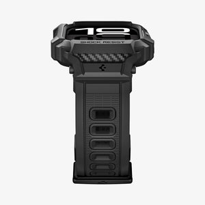 Spigen Apple Watch Series 11 and 10 46mm Rugged Armor Pro 2 in Matte Black – front and lower band