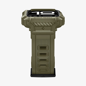 Spigen Apple Watch Series 11 and 10 46mm Rugged Armor Pro 2 in Vintage Khaki – front and lower band