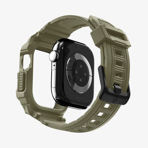 Spigen Apple Watch Series 11 and 10 46mm Rugged Armor Pro 2 in Vintage Khaki – rear three-quarter