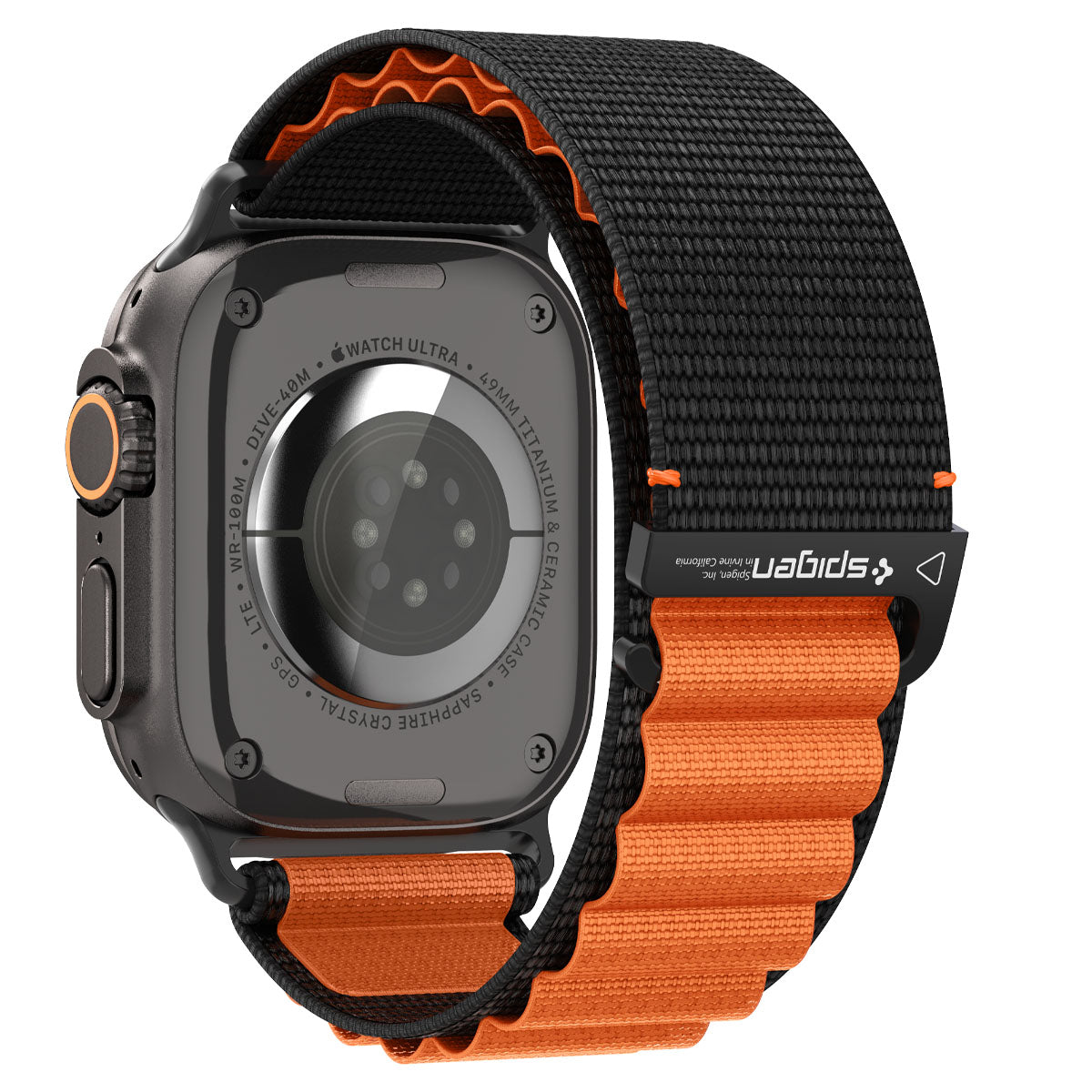 Spigen Apple Watch 49/46/45/44mm Band – WBF1 – Black Orange – product detail image 2