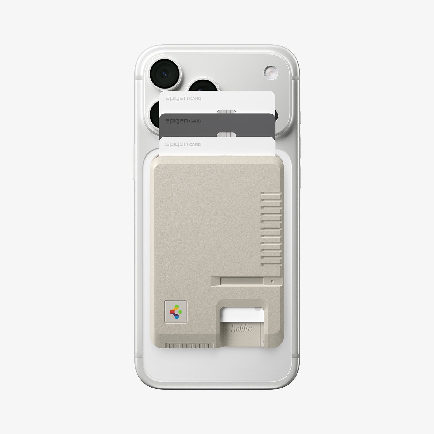 Spigen Classic LS MagFit card holder in Stone with cards