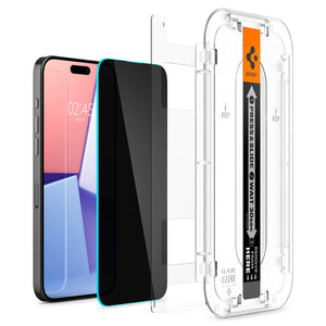 Spigen iPhone 15 Pro Screen Protector GLAS.tR EZ Fit Privacy (2 Pack) view 3