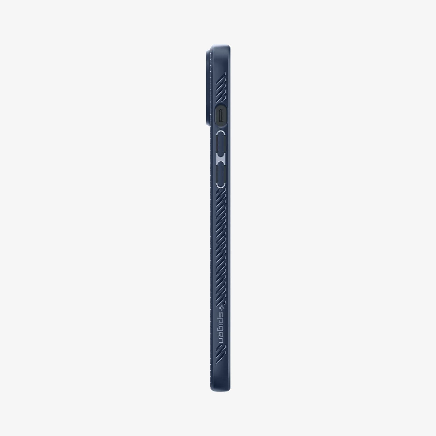 Spigen iPhone 14 Case – Liquid Air - Navy Blue - volume-button side profile