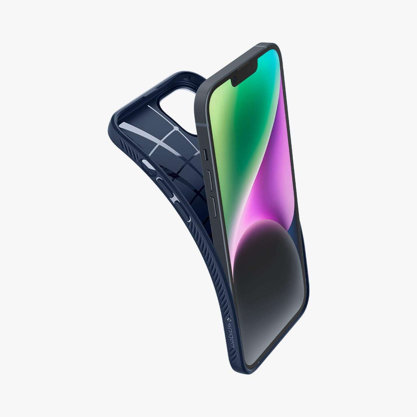 Spigen iPhone 14 Case – Liquid Air - Navy Blue - flexible case installation view