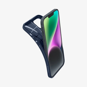 Spigen iPhone 14 Case – Liquid Air - Navy Blue - flexible case installation view