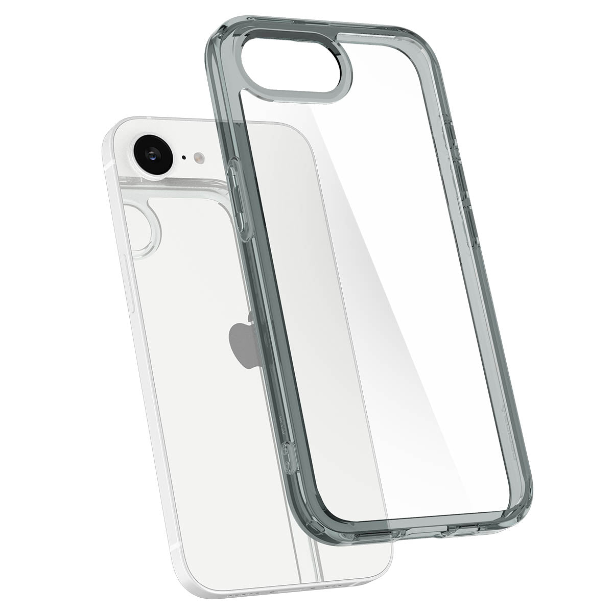 Spigen iPhone 17e and iPhone 16e Ultra Hybrid case in Space Crystal - phone and case separated view