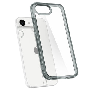 Spigen iPhone 17e and iPhone 16e Ultra Hybrid case in Space Crystal - phone and case separated view