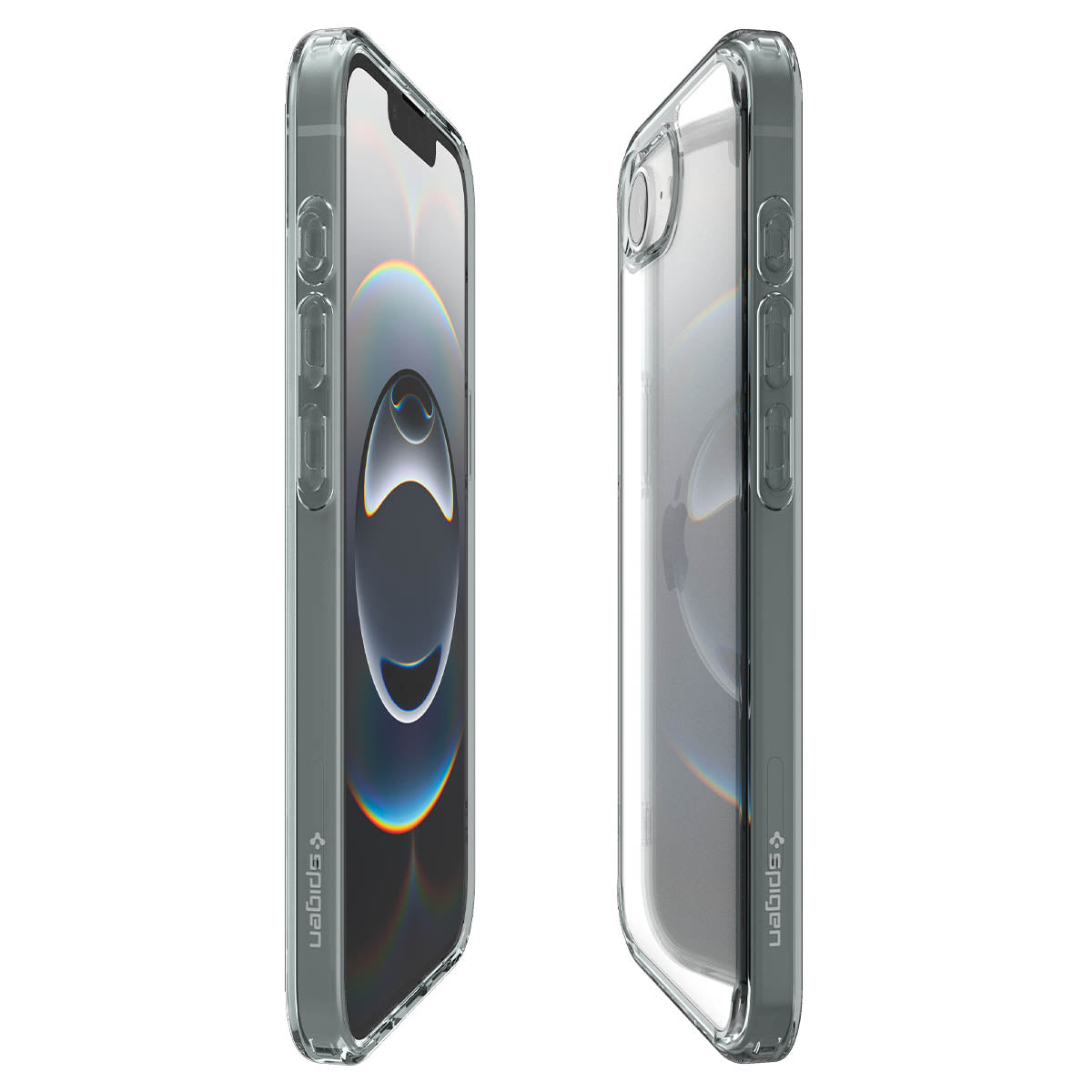 Spigen iPhone 17e and iPhone 16e Ultra Hybrid case in Space Crystal - front and rear side profiles