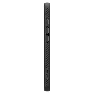 Spigen iPhone 17e and iPhone 16e Liquid Air case in Matte Black - side button profile