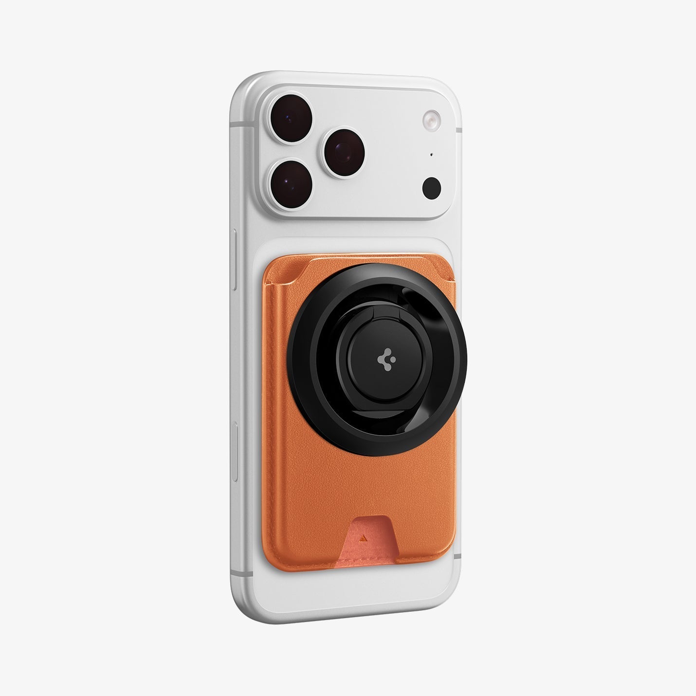 Magnetic grip attached to the Spigen Valentinus MagFit+ Metallic Orange wallet