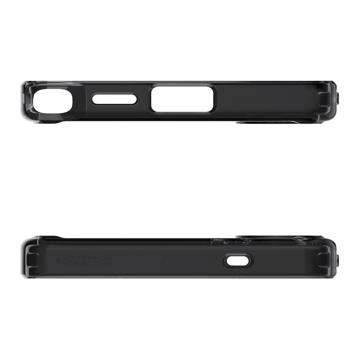 Spigen Galaxy S25 Ultra Ultra Hybrid MagFit case in Frost Black - top and bottom edge cutout views