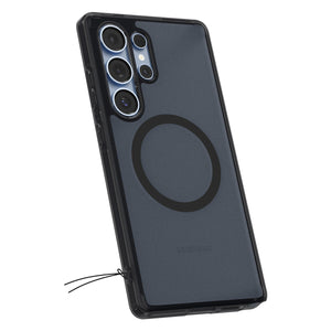 Spigen Galaxy S25 Ultra Ultra Hybrid MagFit case in Frost Black - rear three-quarter view