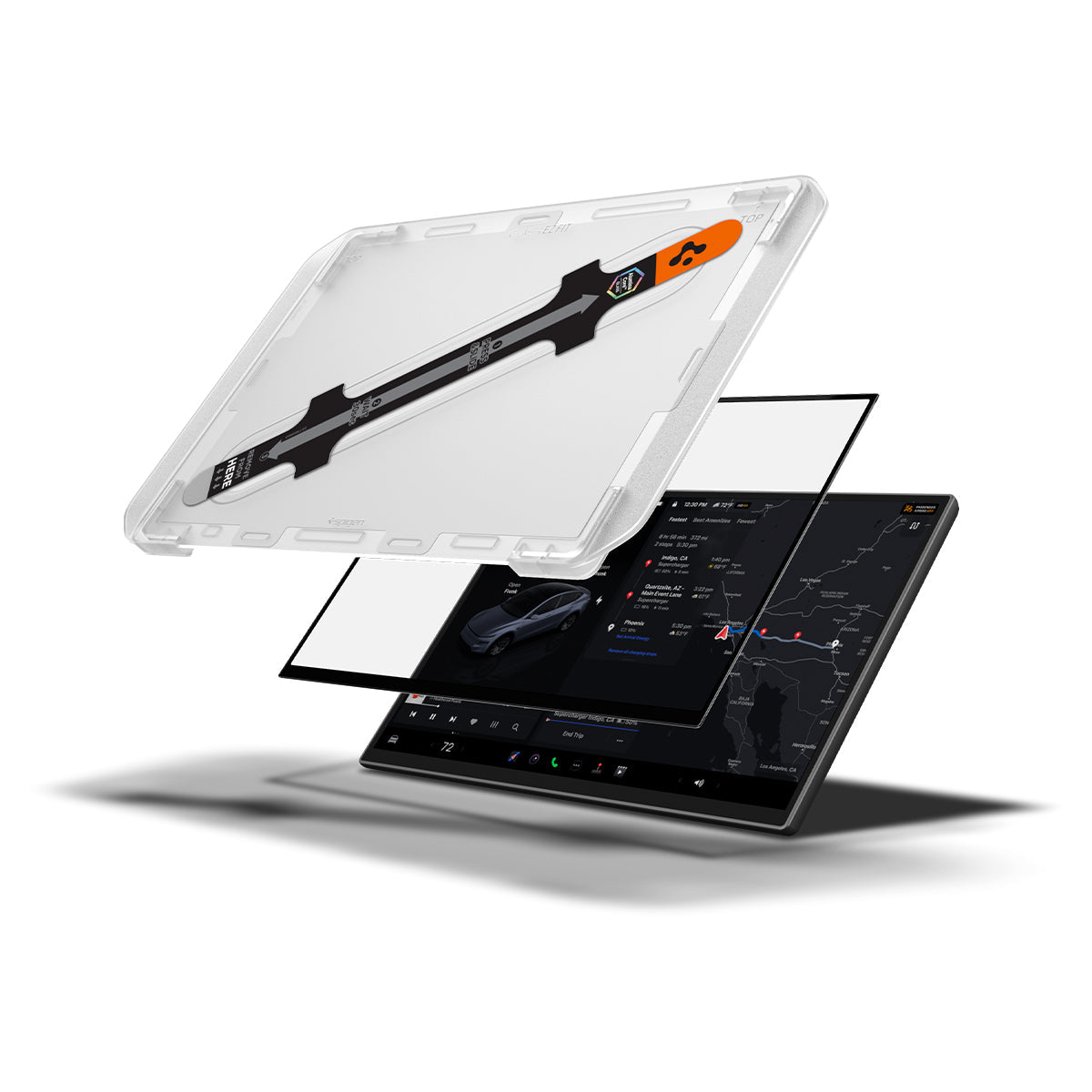 Spigen Tesla Model Y Screen Protector (16”)– GLAS.tR EZ Fit AluminaCore Screen Protector view 6