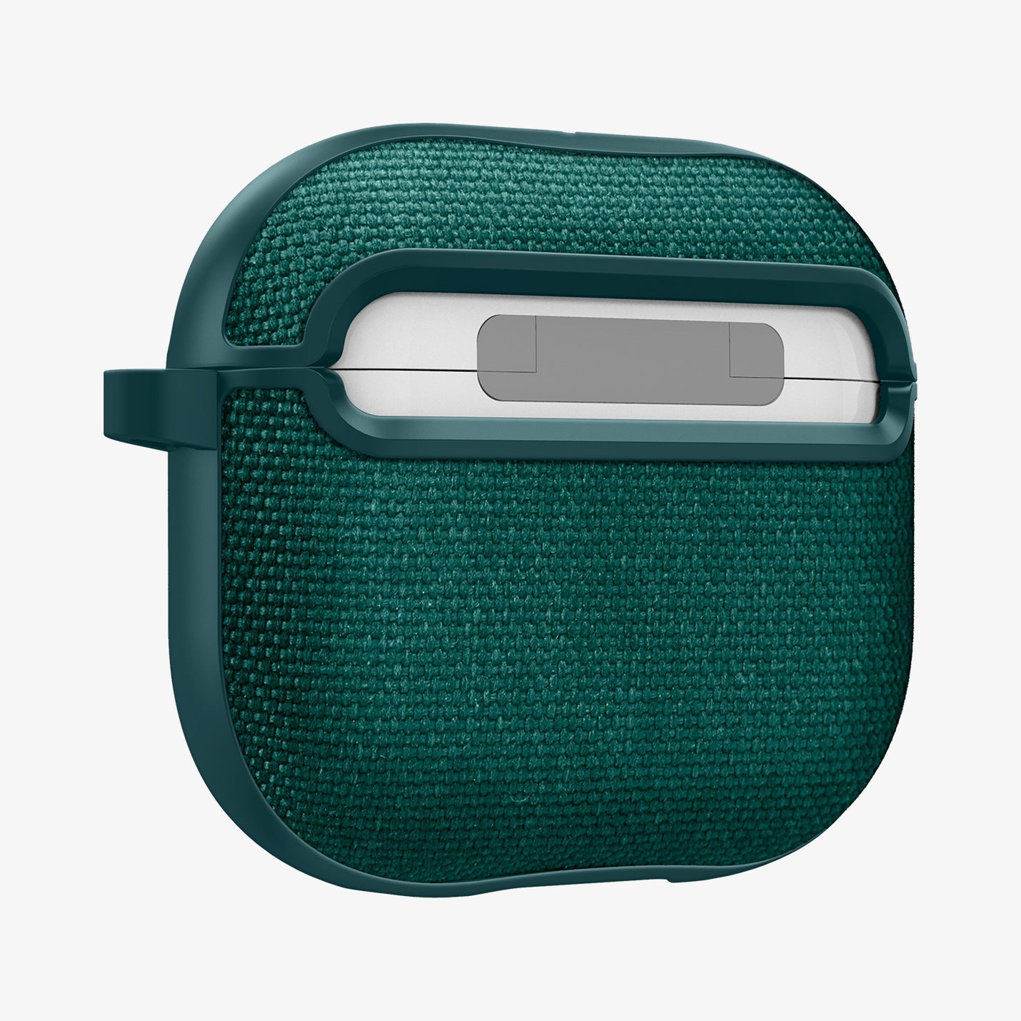 Rear and side view of Spigen Urban Fit AirPods 4 case in Midnight Green