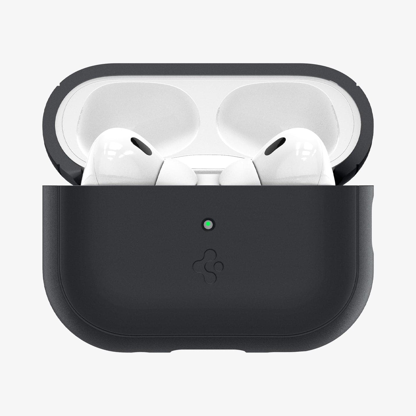 ACS05479 - Apple AirPods Pro 2 Case Silicone Fit + strap in black showing the front and side with strap