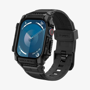 ACS08591 - Apple Watch Series 11 / 10 (42mm) Case Rugged Armor Pro in Matte Black showing the front, partial sides, partial inner and bottom