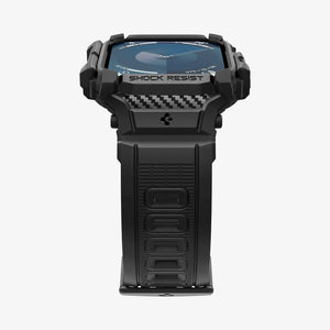 ACS08591 - Apple Watch Series 11 / 10 (42mm) Case Rugged Armor Pro in Matte Black showing the partial front, partial side and bottom