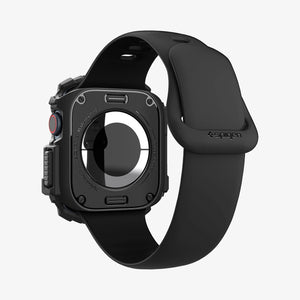 ACS08597 - Apple Watch Series 11 / 10 (46mm) Case Rugged Armor in Matte Black showing the back, partial sides, inner and bottom