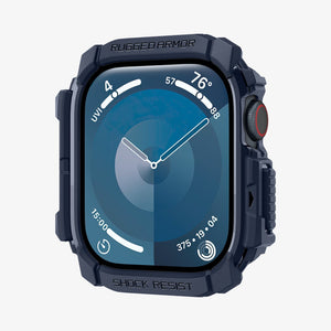 ACS08599 - Apple Watch Series 11 / 10 (46mm) Case Rugged Armor in Navy Blue showing the front, partial side