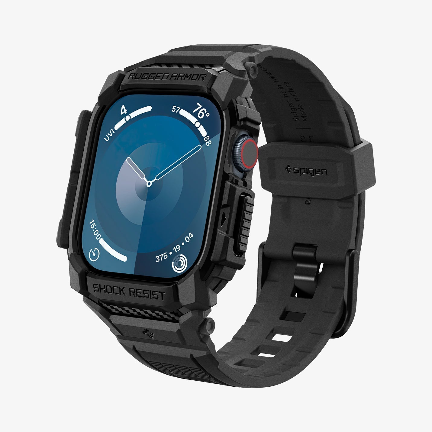 ACS08604 - Apple Watch Series 11 / 10 (46mm) Case Rugged Armor Pro in Matte Black showing the front, partial sides, partial inner and bottom