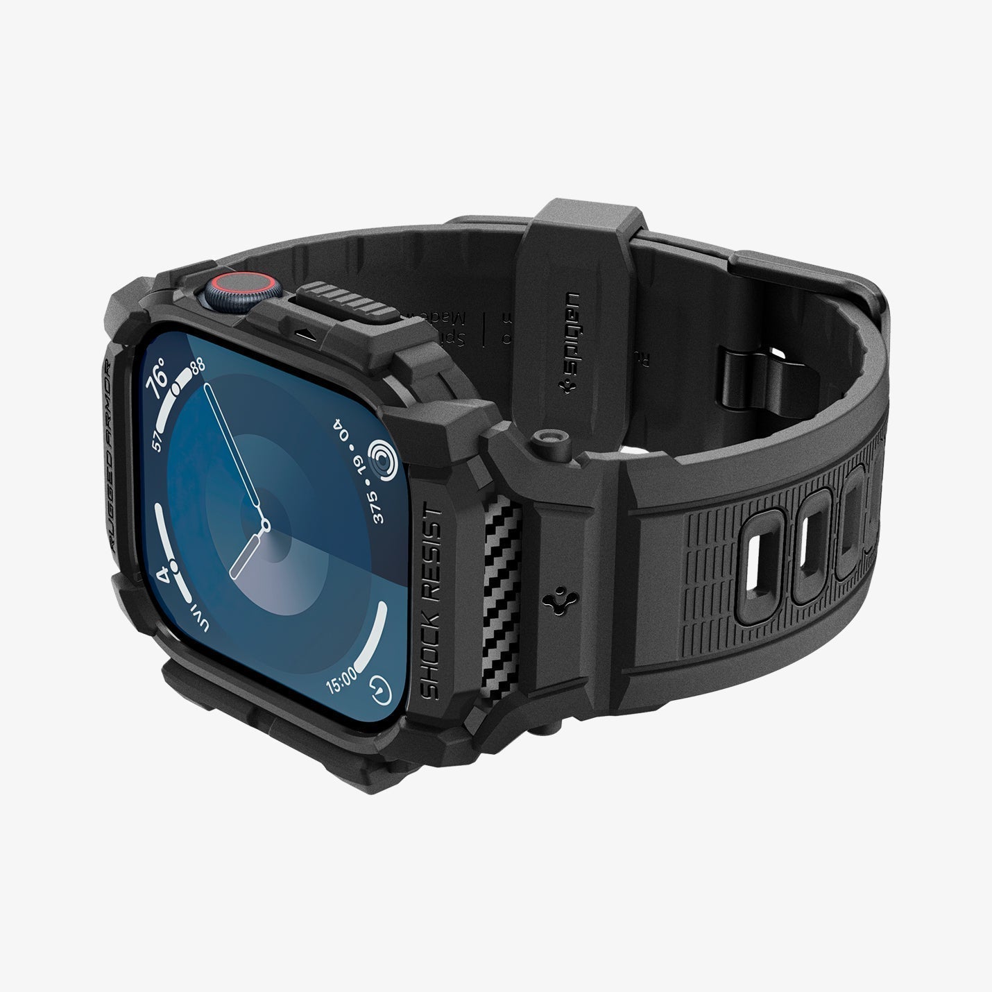 ACS08604 - Apple Watch Series 11 / 10 (46mm) Case Rugged Armor Pro in Matte Black showing the front, sides, inner side and bottom
