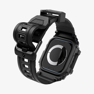 ACS08604 - Apple Watch Series 11 / 10 (46mm) Case Rugged Armor Pro in Matte Black showing the back of watch face, partial sides and bottom