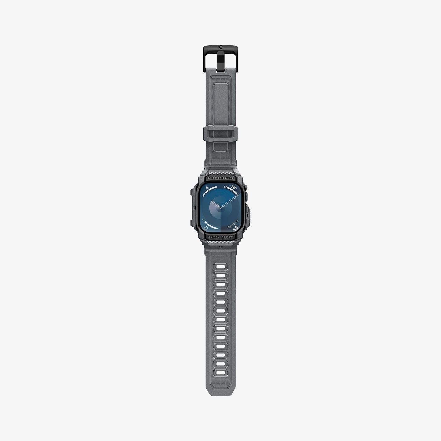 ACS08605 - Apple Watch Series 11 / 10 (46mm) Case Rugged Armor Pro in Dark Gray showing the front, strap band laid flatly