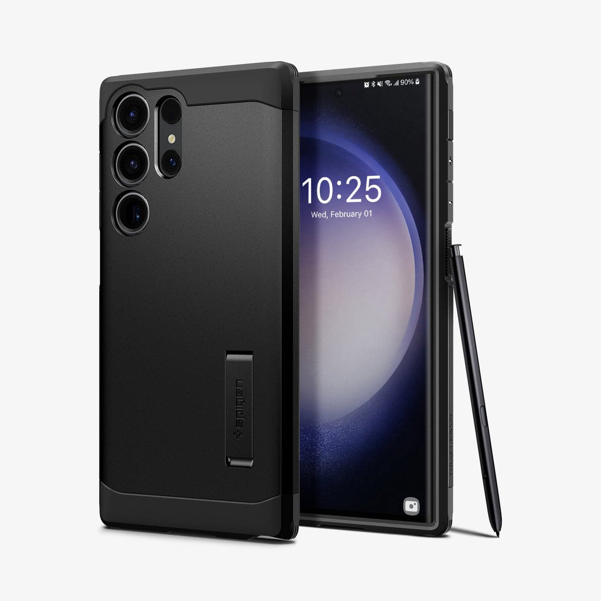 Galaxy S23 Ultra Case Tough Armor in black showing the back