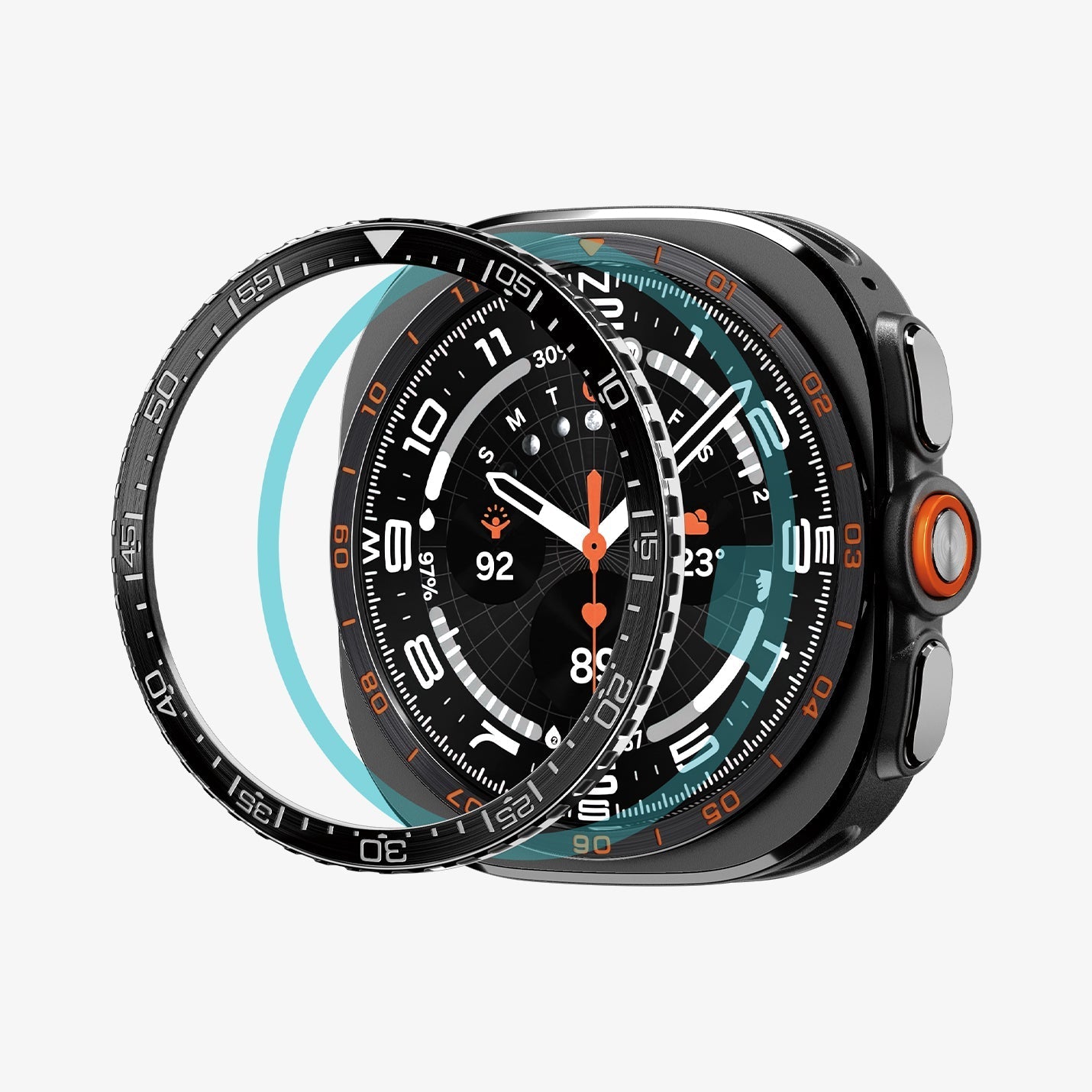 Spigen Galaxy Watch Ultra 2 47mm Bezel Ring - Bezel Tune - Black - white background detail image 2