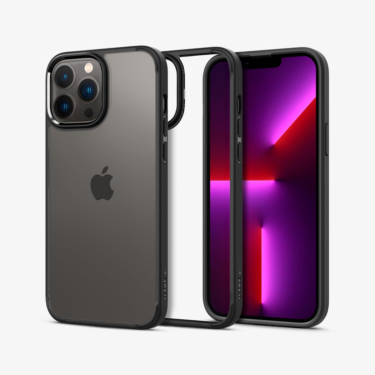 Spigen iPhone 13 Pro Max Case – Ultra Hybrid - Matte Black back and front views