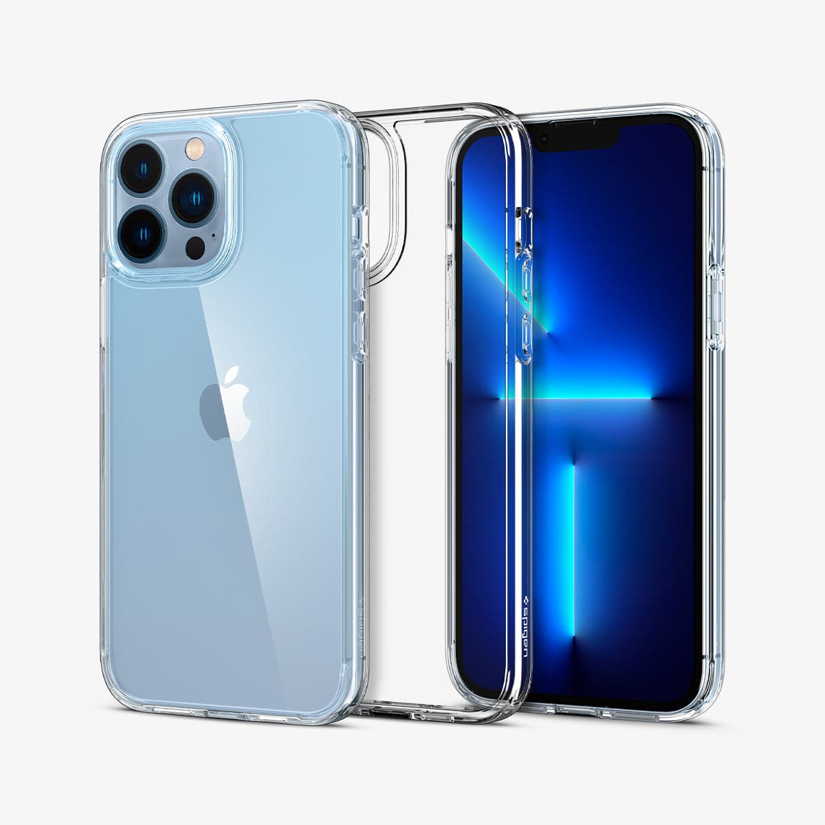 Spigen iPhone 13 Pro Max Case – Ultra Hybrid - Crystal Clear back and front views