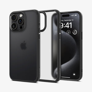 Spigen Ultra Hybrid Matte case for iPhone 15 Pro Max in Frost Black – detail image 1