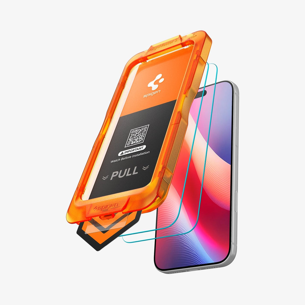 Spigen iPhone 18 Pro / 17 Pro Screen Protector – GLAS.tR AlignMaster S (2 Pack) — Clear clear protector and orange tray