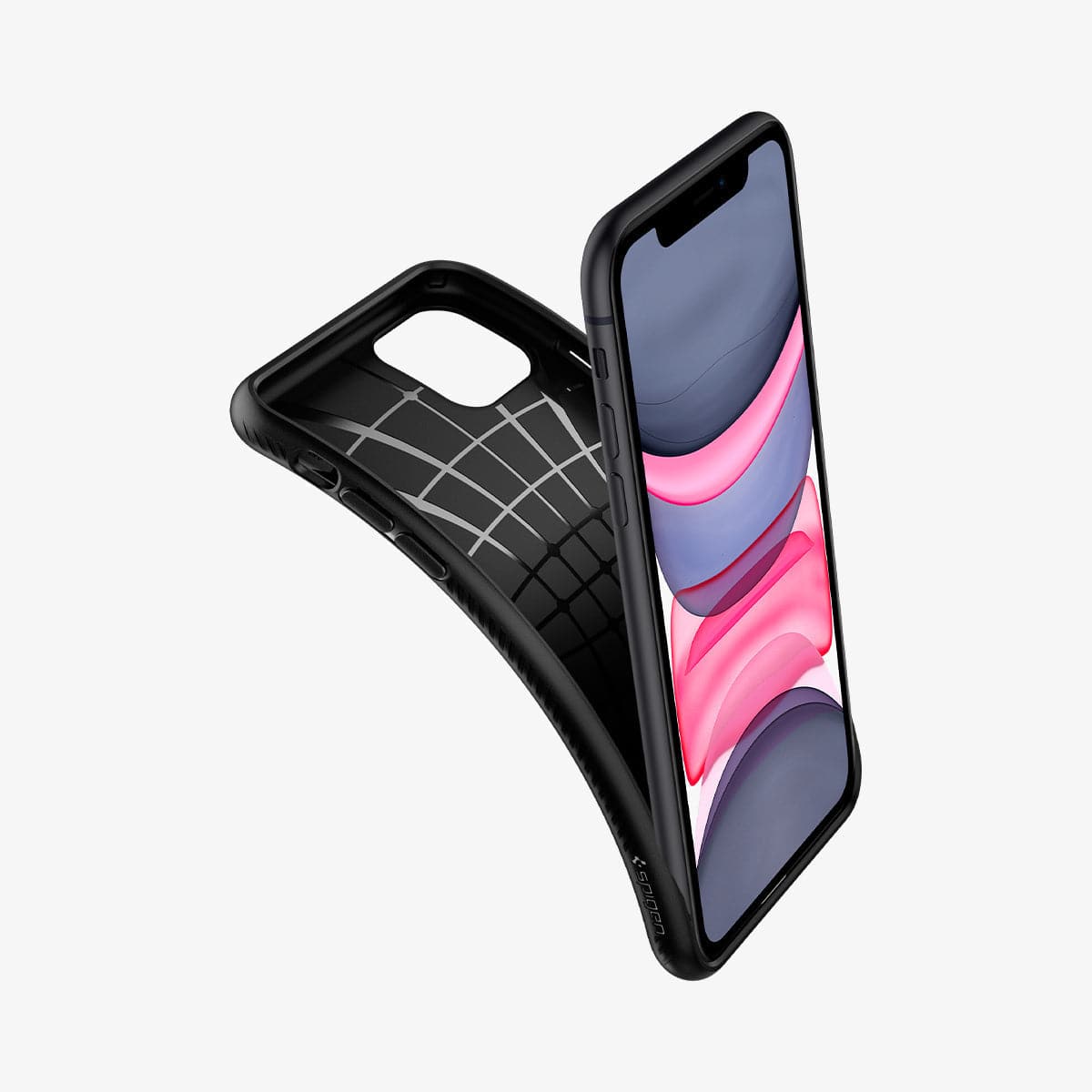 075CS27134 - iPhone 11 Pro Max Case Liquid Air in matte black showing the back