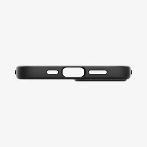 Spigen Liquid Air case for iPhone 13 mini in Matte Black – charging-port and speaker cutouts