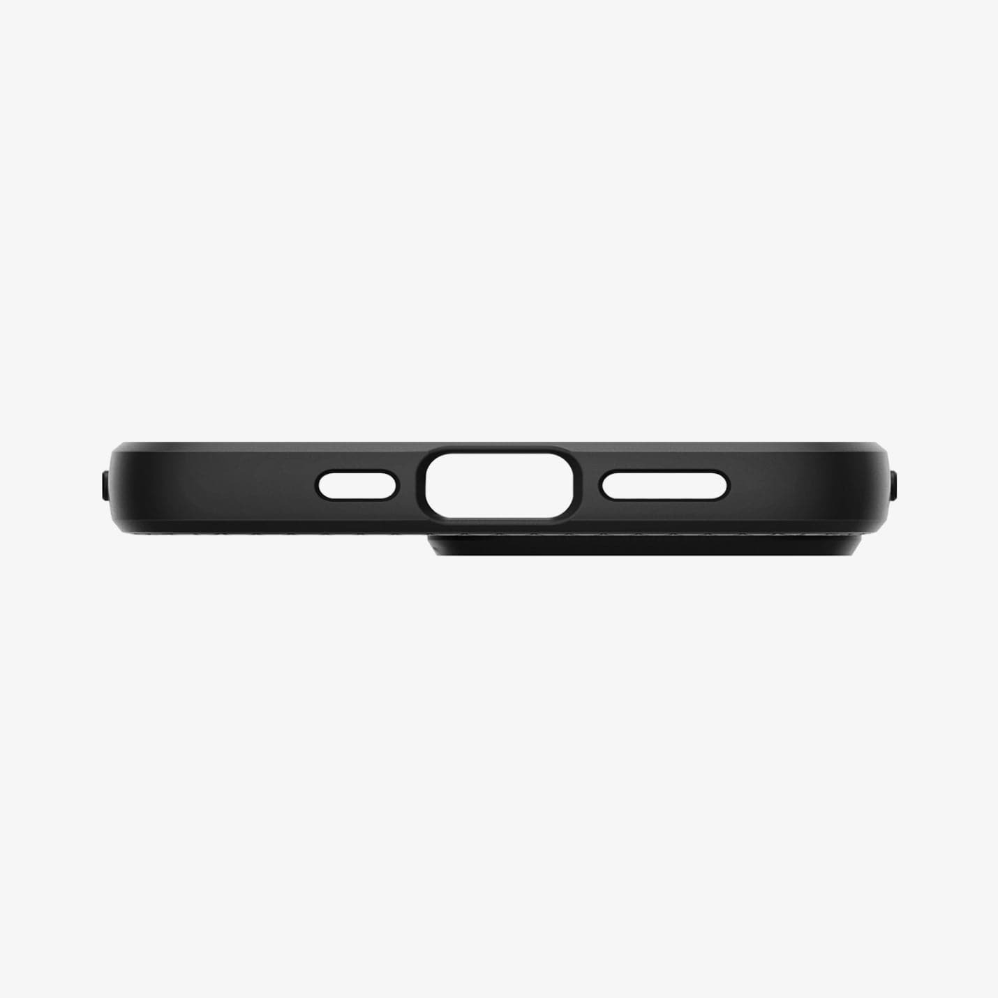 Spigen Liquid Air case for iPhone 13 Pro in Matte Black – charging-port and speaker cutouts