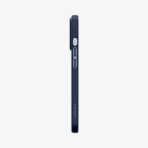 Spigen Liquid Air case for iPhone 13 Pro in Navy Blue – volume-button side profile