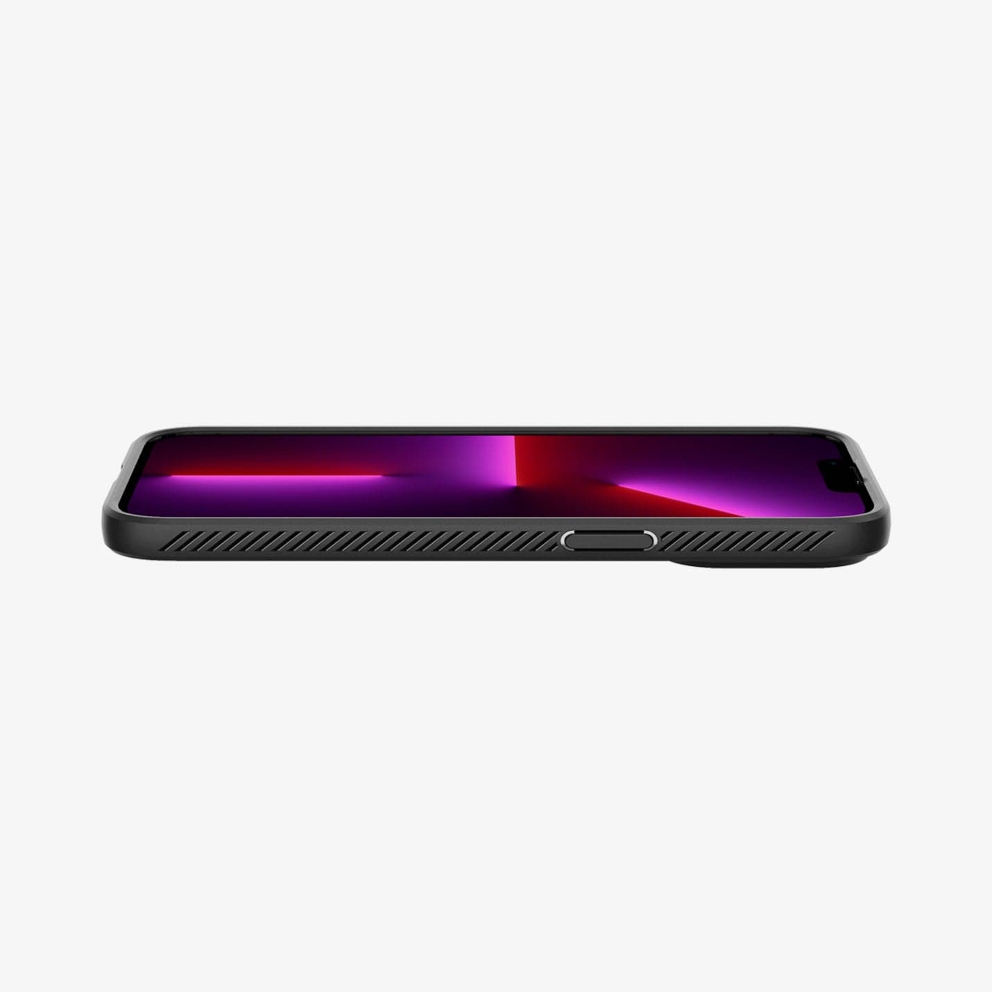 Spigen Liquid Air case for iPhone 13 Pro in Matte Black – bottom edge profile