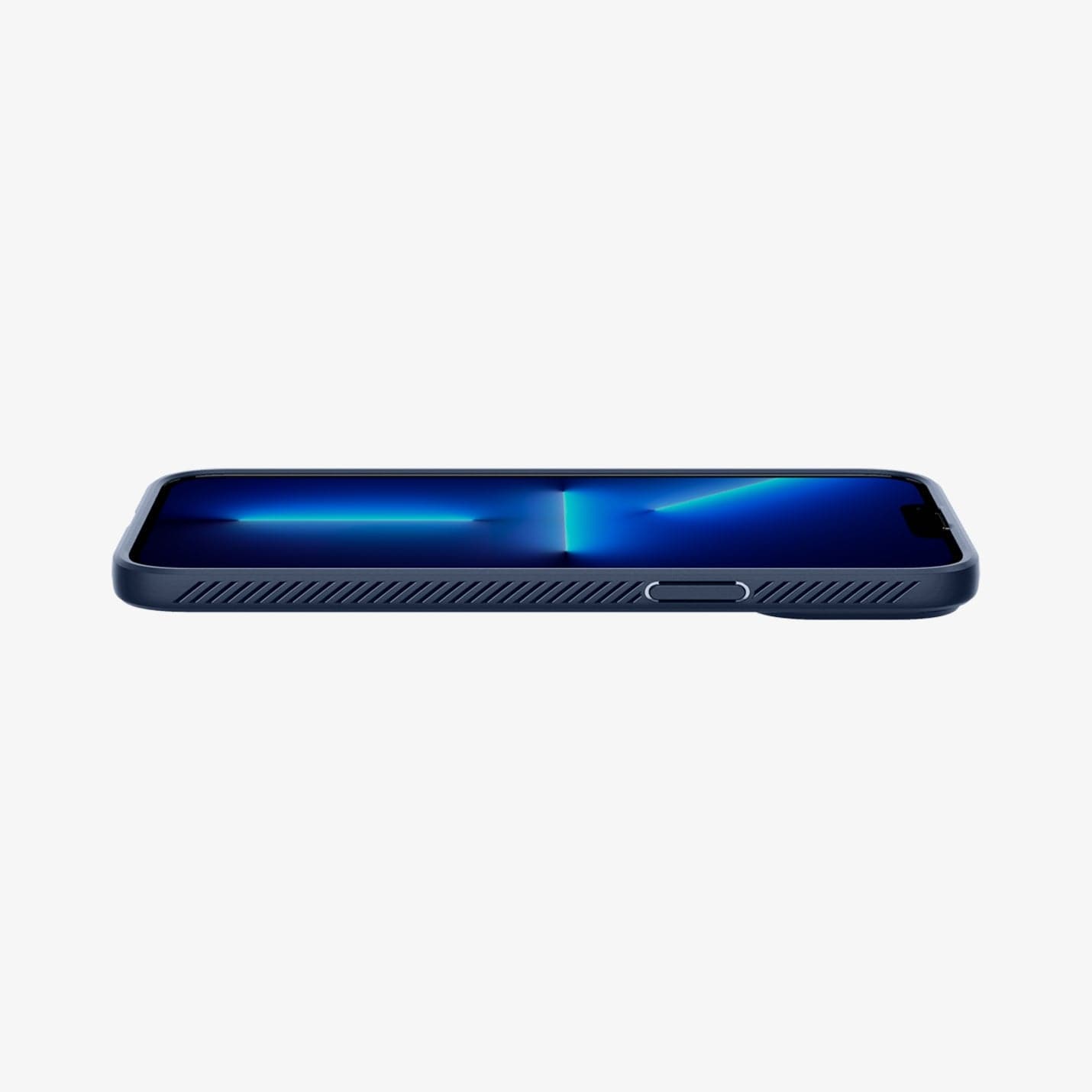 Spigen Liquid Air case for iPhone 13 Pro Max in Navy Blue – bottom edge profile