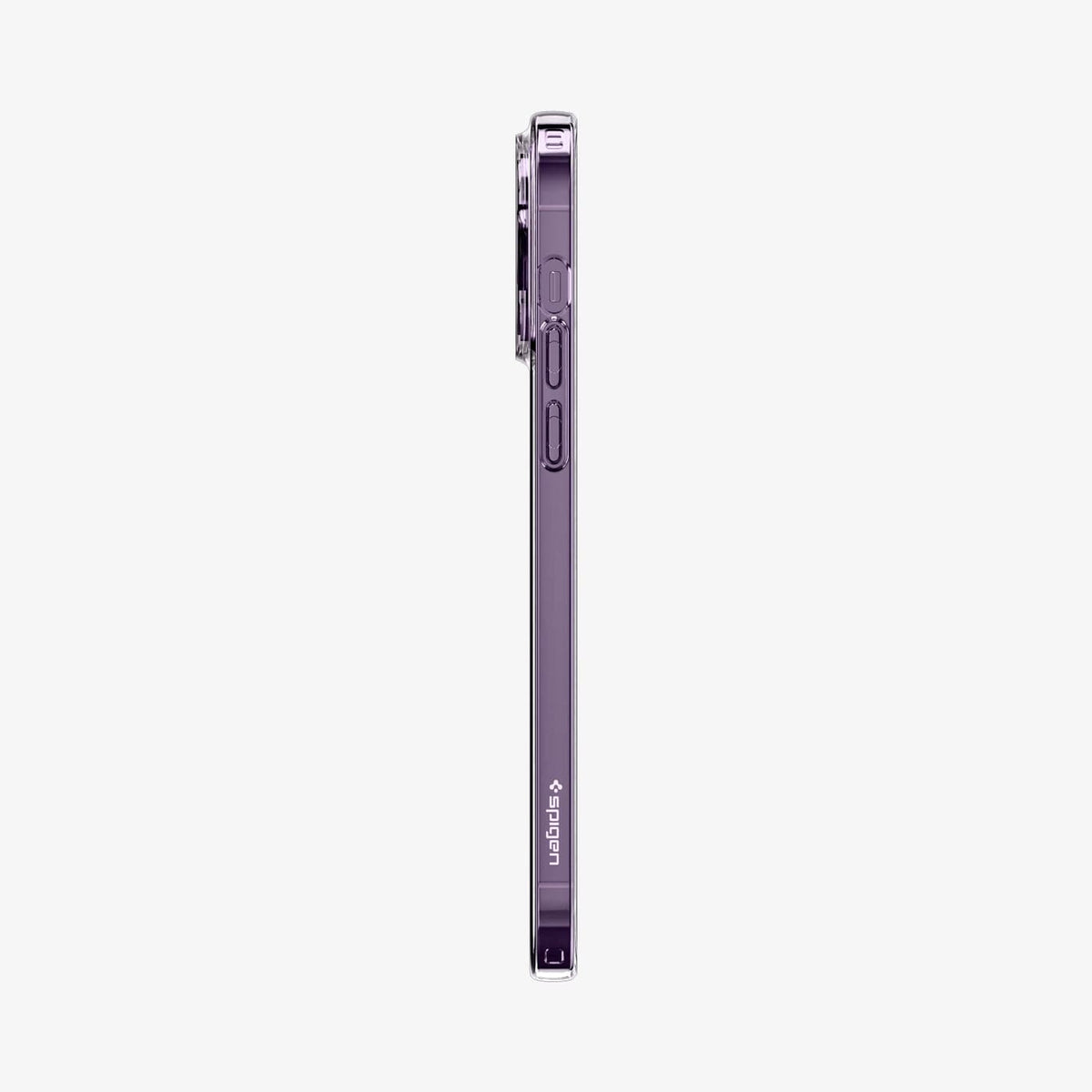 Spigen iPhone 14 Pro Max Case – Liquid Crystal in Crystal Clear – volume-button side profile