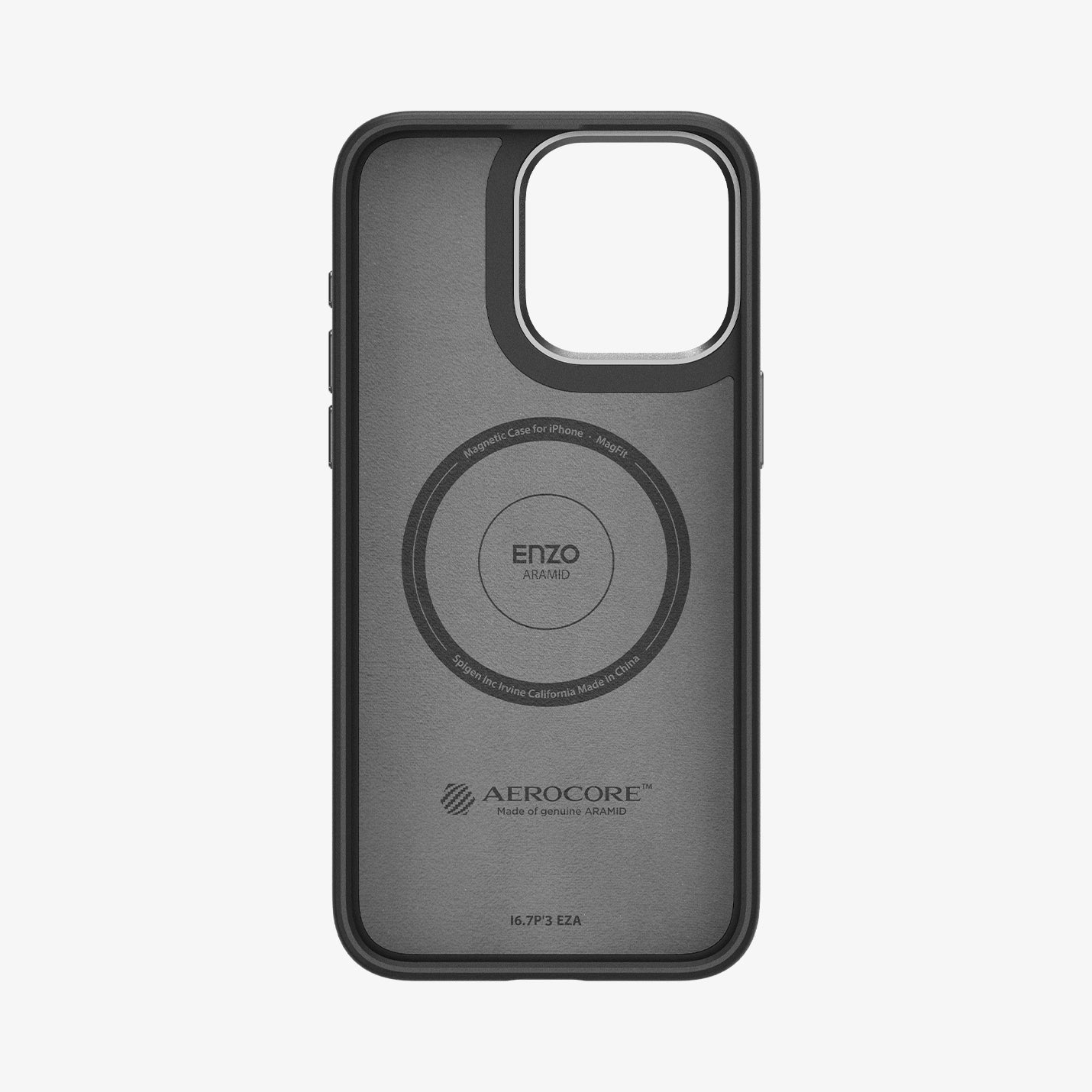 ACS07044 - iPhone 15 Pro Max Case Enzo Aramid (MagFit) in matte black showing the back