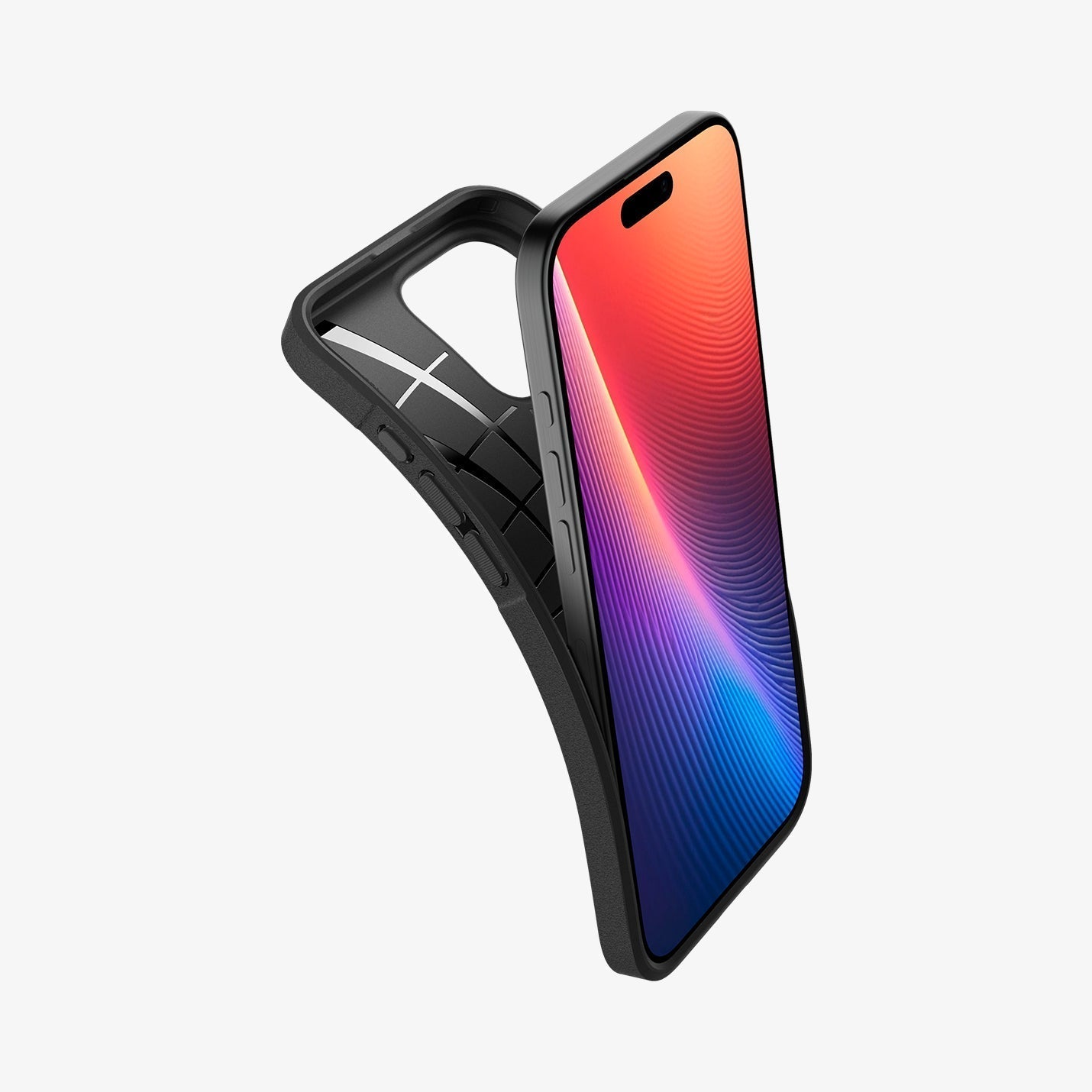 Spigen iPhone 16 Pro Core Armor case in Matte Black - flexible case construction demonstration