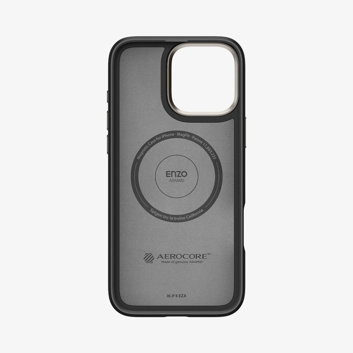 Spigen Enzo Aramid MagFit case in Black Natural for iPhone 16 Pro - interior view