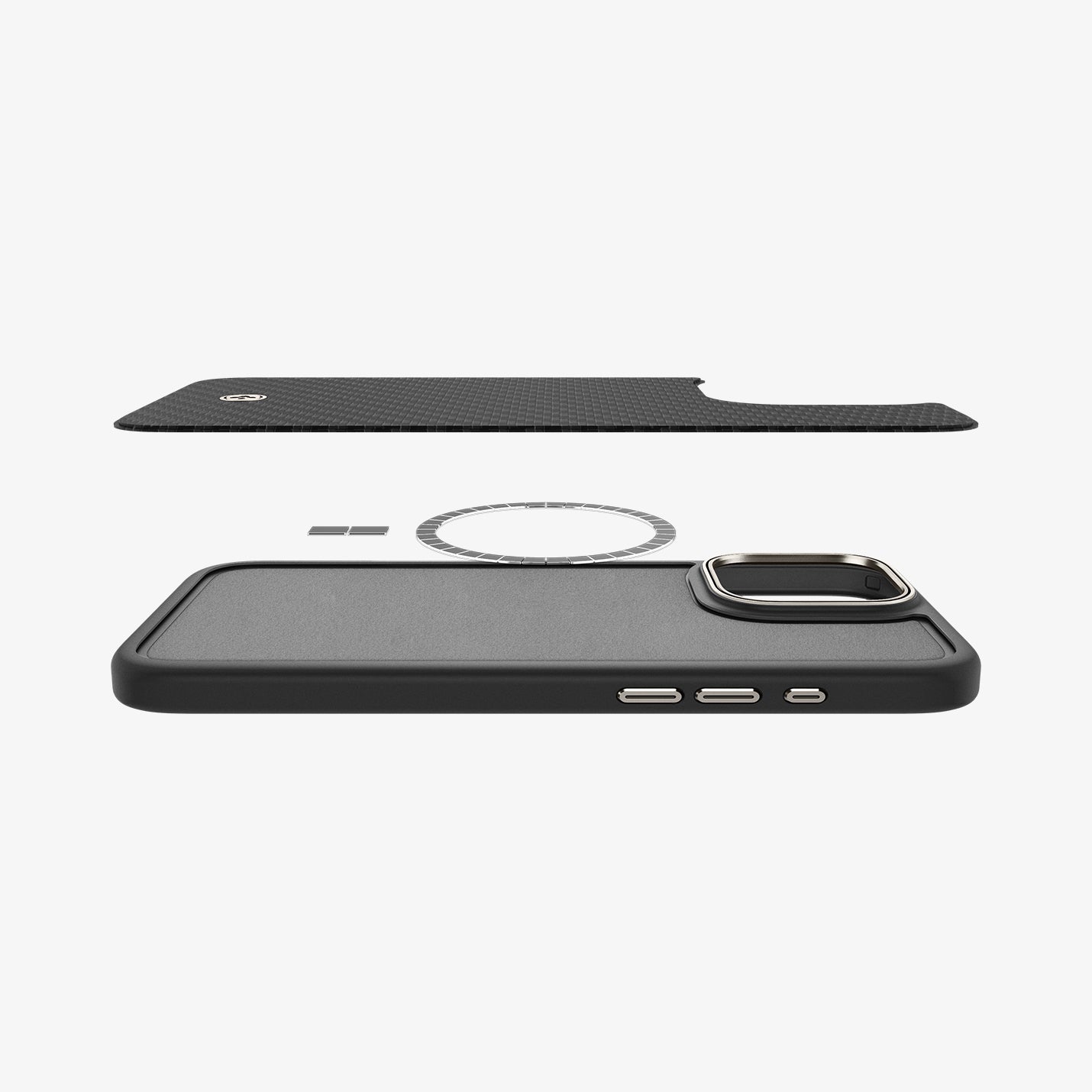 Spigen Enzo Aramid MagFit case in Black Natural for iPhone 16 Pro - layered magnetic construction