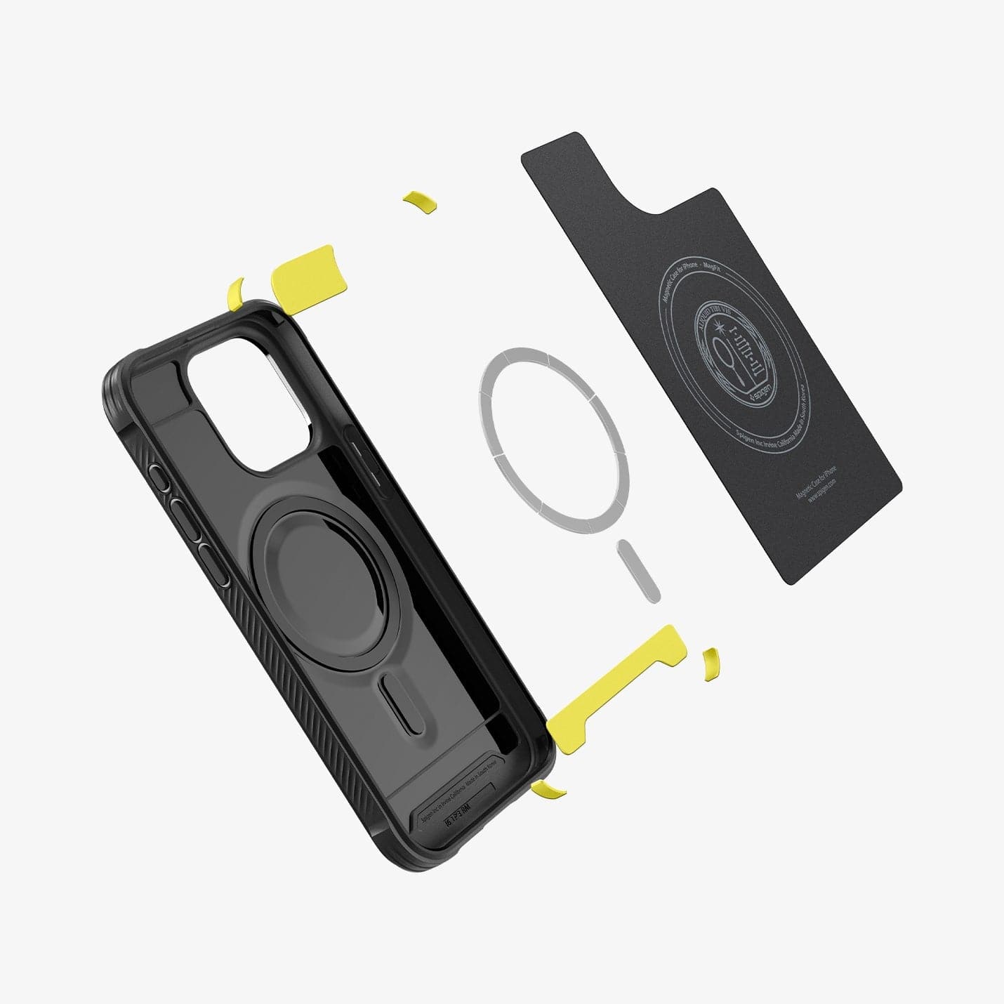 ACS06561 - iPhone 15 Pro Max Case Rugged Armor (MagFit) in matte black showing the back