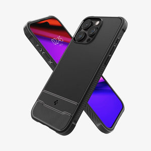 Spigen Rugged Armor (MagFit) case for iPhone 15 Pro Max in Matte Black – detail image 3